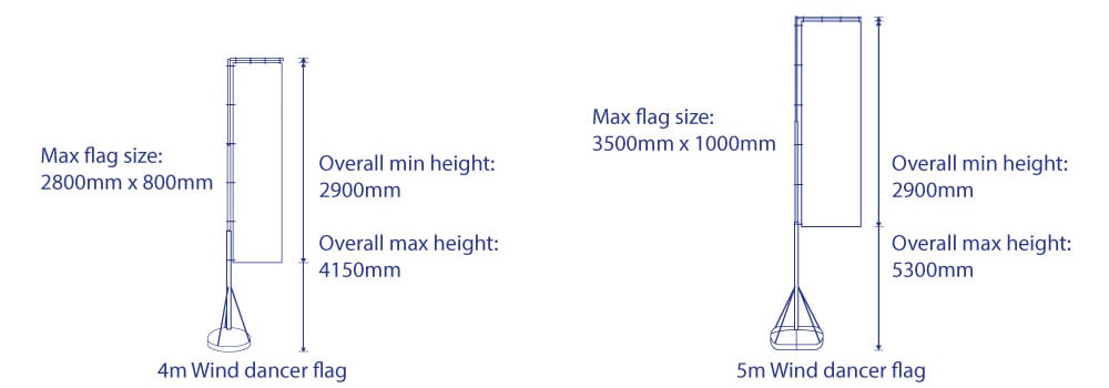 Wind Dancer Flag Sizes | 4m and 5m Telescopic Poles